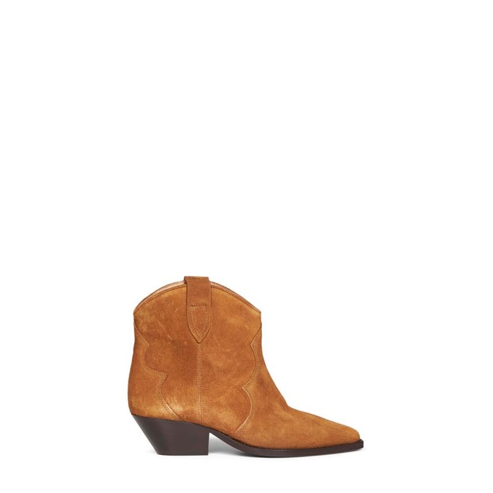 Isabel Marant Women Cognac Suede Dewina Western Ankle Boots